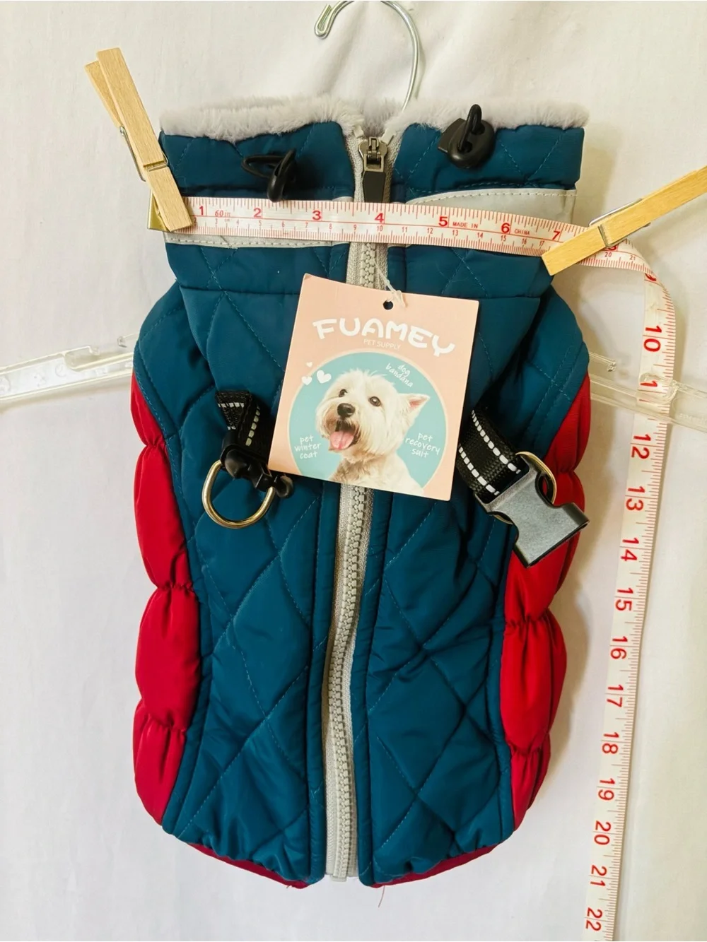 Quilted Dog Puffer Vest Harness Coat Small